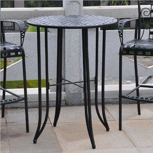 International Caravan Mandalay Iron Bar Height Round Table - Antique Black - Outdoor Furniture