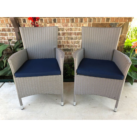  Bentana Resin Wicker/Steel Armchairs with Cushion