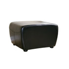 Baxton Studio Black Full Leather Ottoman with Rounded Sides - Living Room Furniture